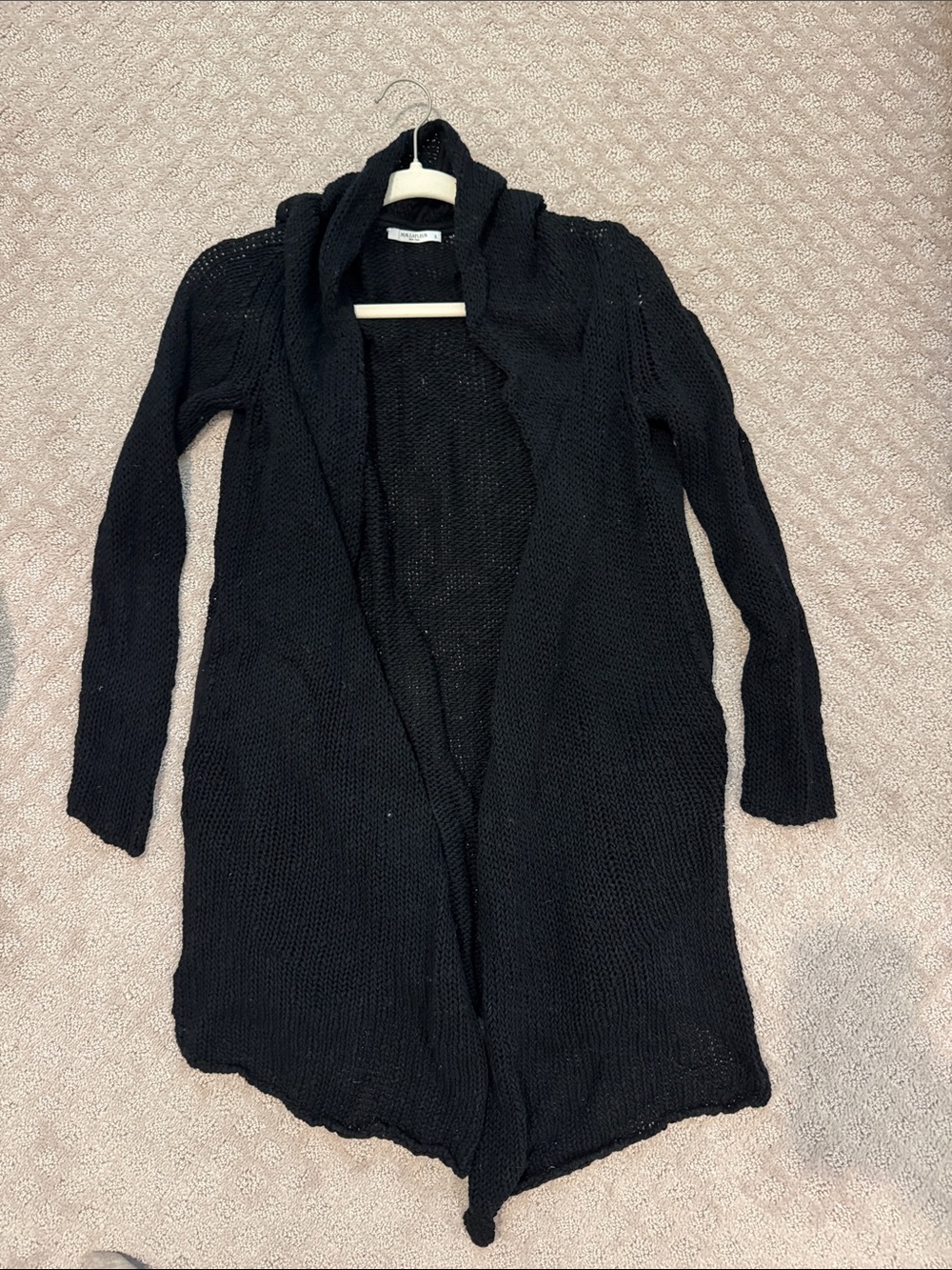 MM Lafleur Black Longline Open-Front Knit Cardigan